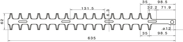 Heckenscherenmesser Beidseitig 537 mm passend für Heckenschere von ALPINA, EFCO und IDEAL u. a.