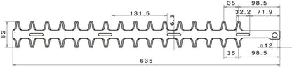 Heckenscherenmesser Beidseitig 537 mm passend für Heckenschere von ALPINA, EFCO und IDEAL u. a.
